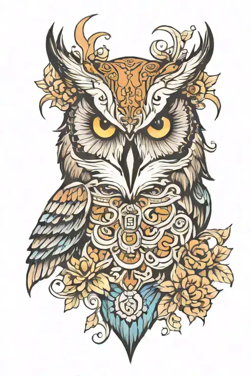 Owl Wolf Head Surrounded