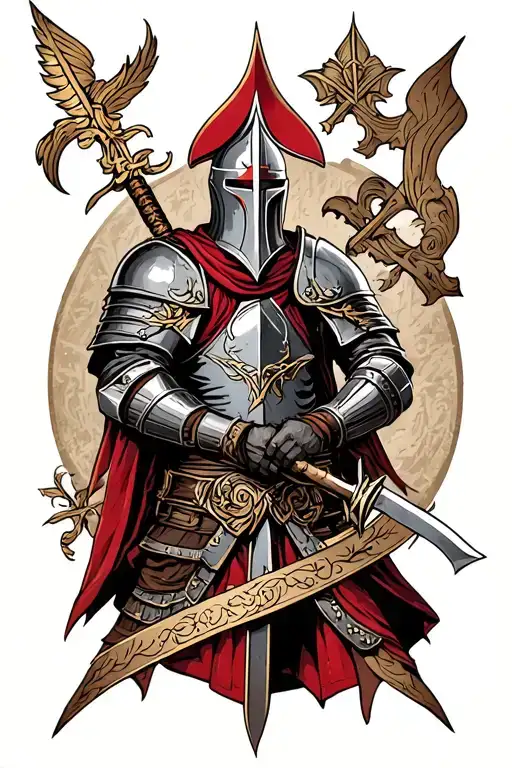 Knight Templar Knight And Spartan Warrior And Samurai