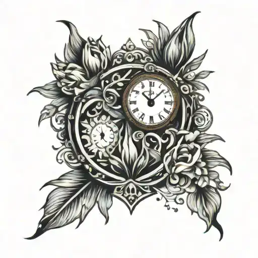 Boho Heart Clock And Tulips Surrounding