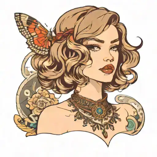 Girl With Brown Wavy Bob Wearing Dainty Choker