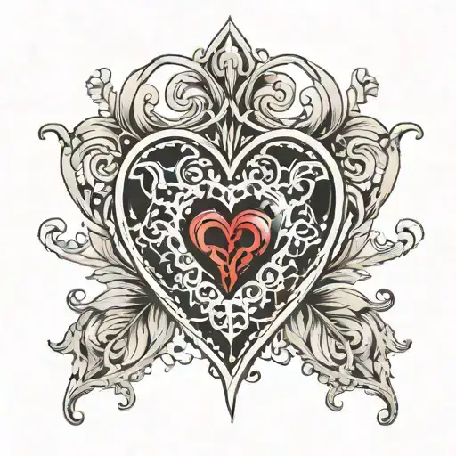 A Gothic Tattoo Complementing A Small Heart In The Middle