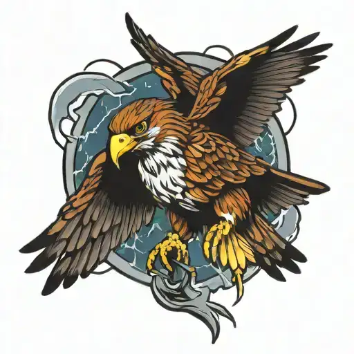 Hawk In Lightning Storm