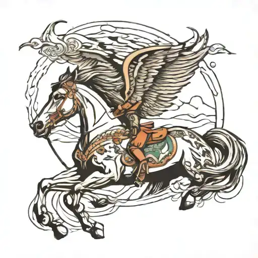 I Want Country Type Tattoo That's Linework That Has A Mustang In It With A Mountain Landscape