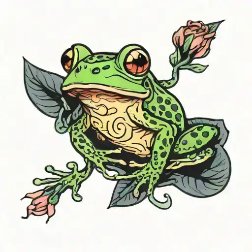 Frog And Rose Intertwined