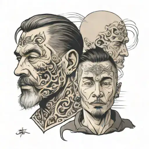 Face Of Son With Father