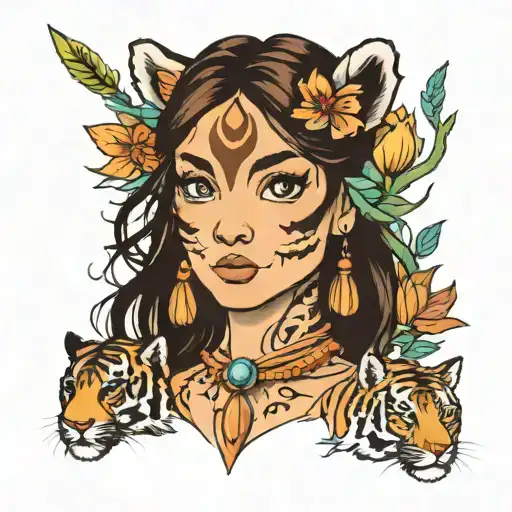 Peter Pan's Tigerlily With A Tiger