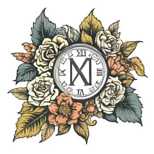 Roman Numerals With Flowers Intertwined