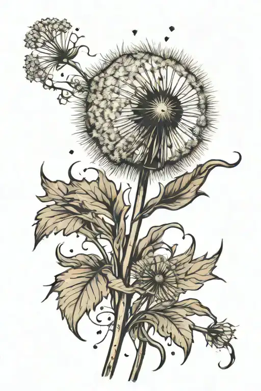 Dandelion Flower Crumbling In The Wind