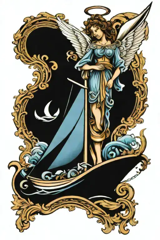 Angel Incorporate Blue High Tide And Sail Boat