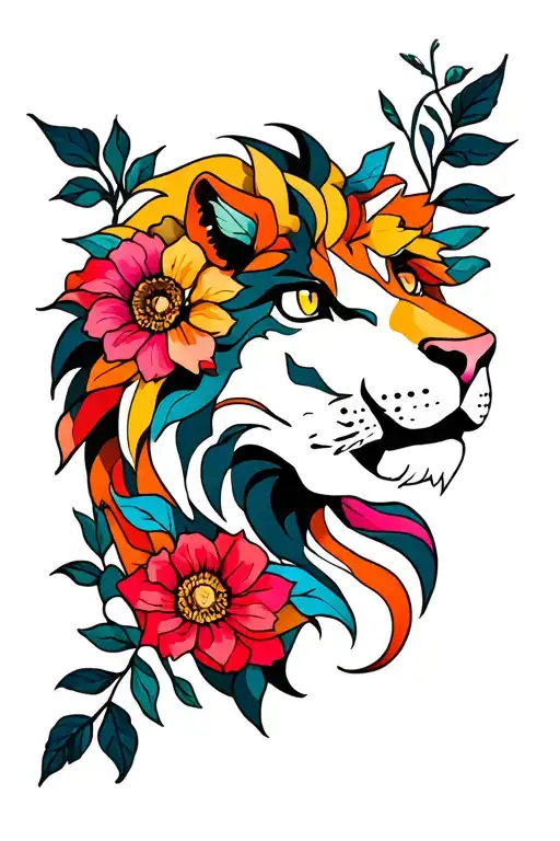 Lion And Flower Growing