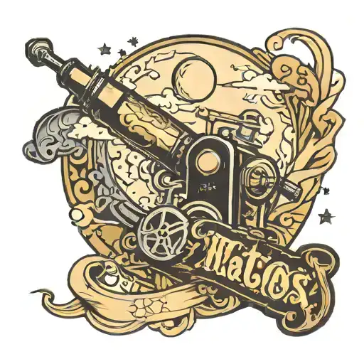 Moon And Tattoo Machine And Letters Moon Light