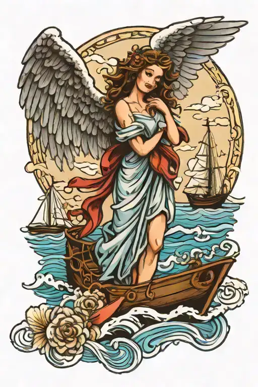 Angel Incorporate Blue High Tide And Sail Boat