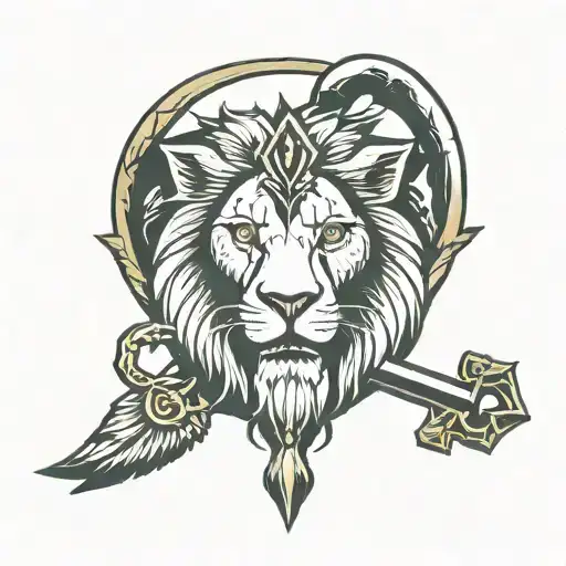 Lion With Ankh Cross