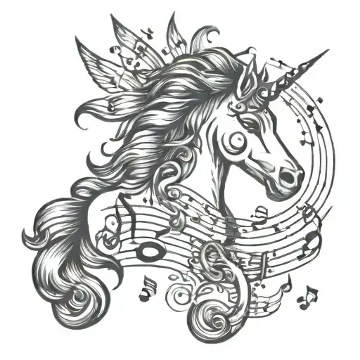 Unicorn And Music Notes