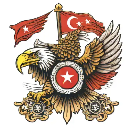 Turkish Air Force Eagle And Turkish Flag