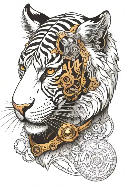 Steampunk White Tiger Head