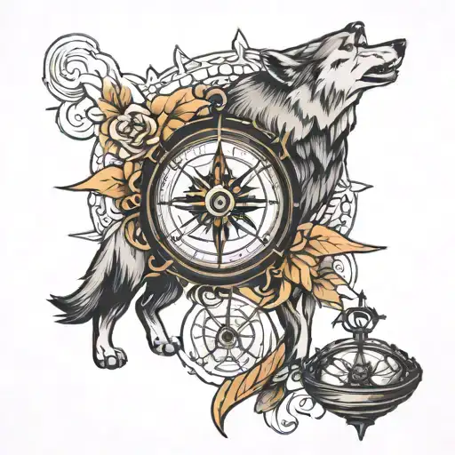 Compass And Wolf And River
