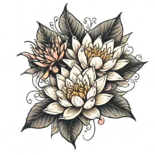 Water Lily And Honeysuckle Flowers Wrapped