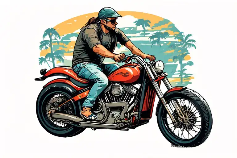 Motor Bike Dad And Daughter