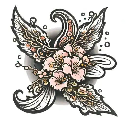 Semicolon With Cherry Blossom And Thunder Storm Clouds