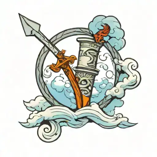 Broken Sword With Cloud Through It