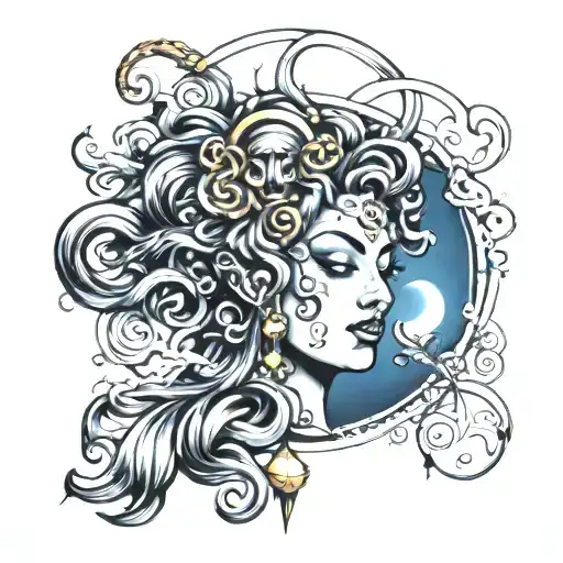 Moon Chimes Swirls Medusa Surrounded