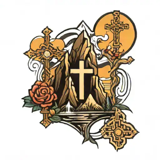 Crosses And A Mountain