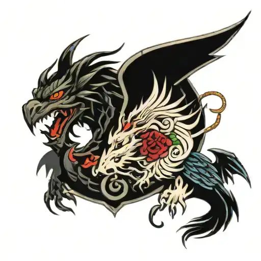 Dragon And Lion With Eagle