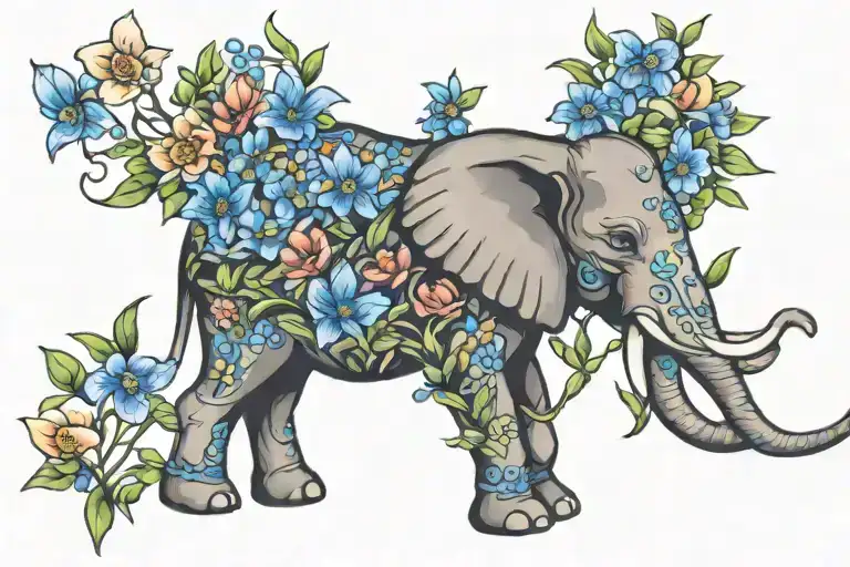 Elephant Bluebonnets Heart