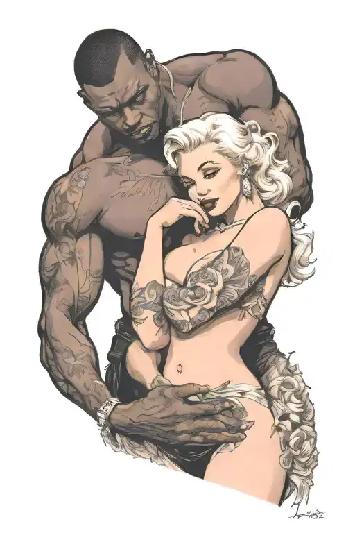 Nude Little Slim Marilyn Monroe And Big Muscular Black Man