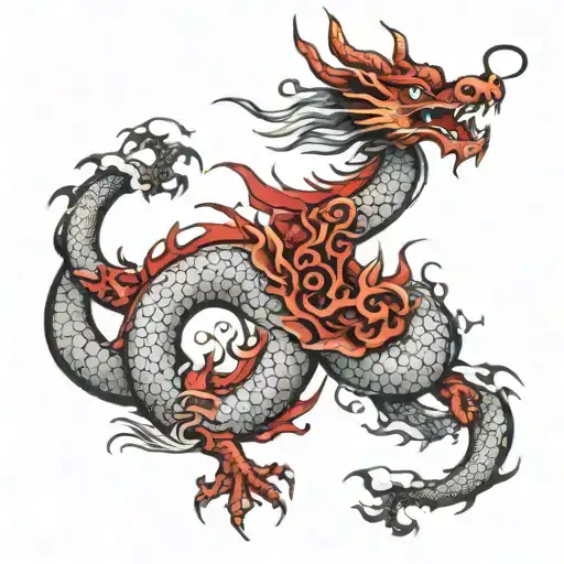 Chinese Dragon Red And White