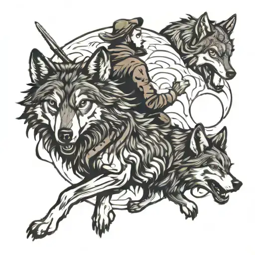 Wolves Hunting A Man