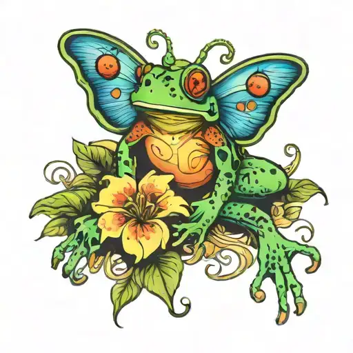 Frog And Butter Fly