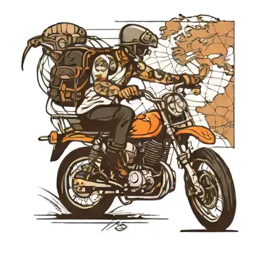 Son And Motorcycle And World Map