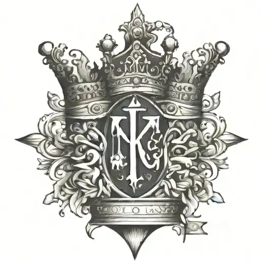 Crown With Cross And Four Initials On It