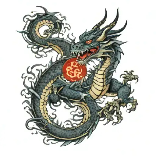Big Chinese Dragon With The Blood Moon Of Tsukuyomi And Detektiv Conan