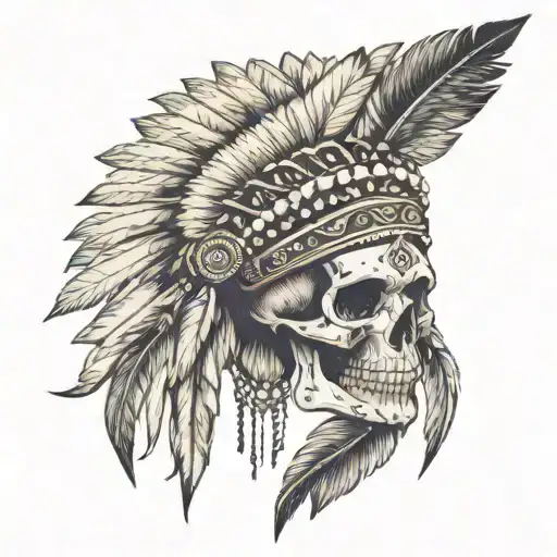 Indian Headdress Skull Women Name Written