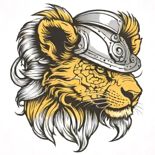 Lion Head Cub With Helmet On Head