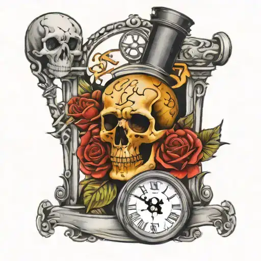 Timeglass With A Skull And Memento Mori Written