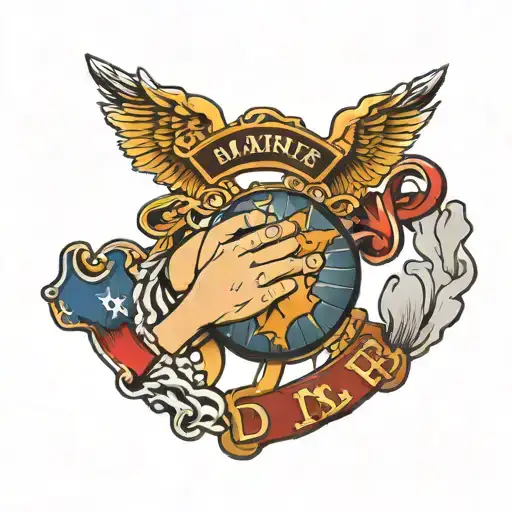 Marine Corps Emblem Semper Fi Dad Holding Hands