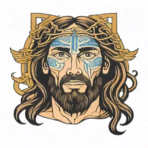 Jesus Face With Blue Eyes