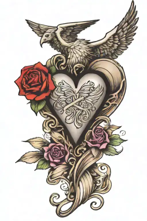 Half Heart With An Angel Wing With Date