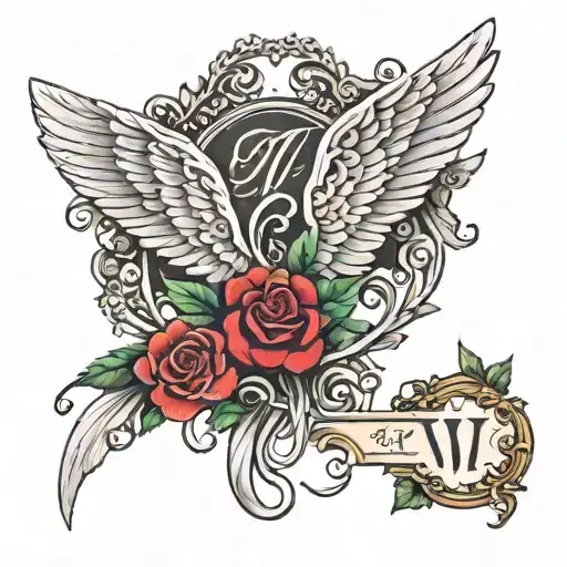 Yhwh Hebrew Vine Angel Wings And Flowers Intertwined