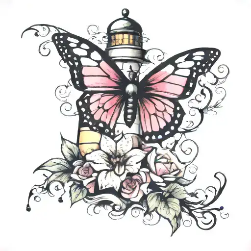 Butterfly Lighthouse Flower Memories