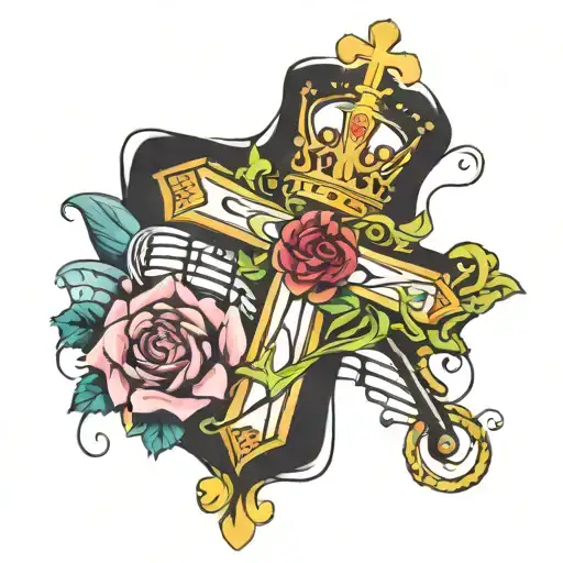 Cross With Crown Of Music Notes