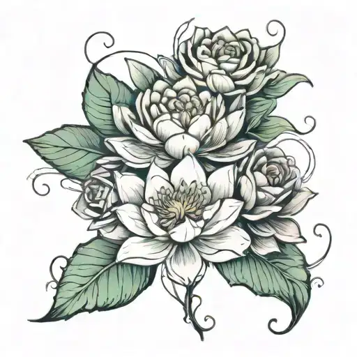 Water Lily And Roses Intertwined