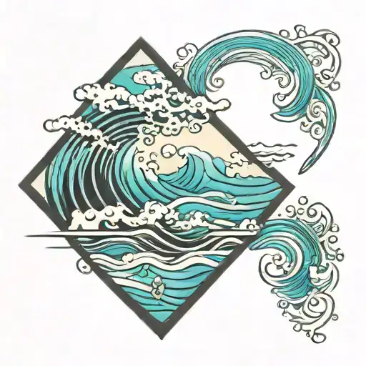 Ocean Waves And Diamond Border