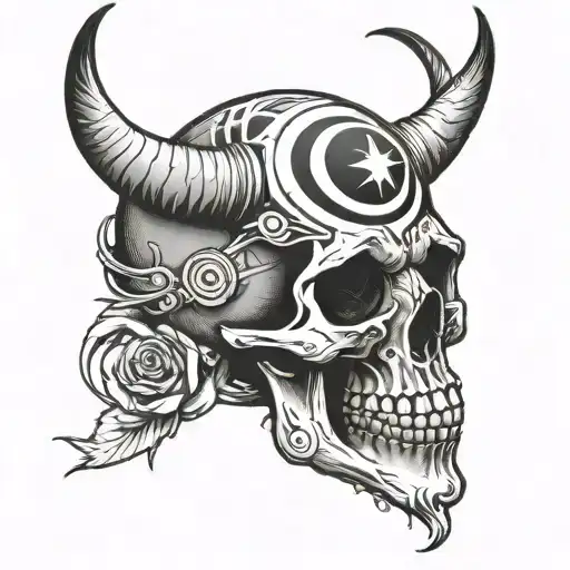 Skull With A Bulls Eye On The Forehead