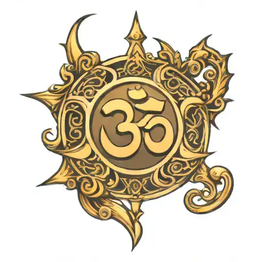 Om Symbol With A Trident Piercing