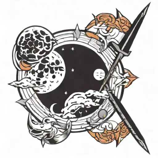 Lance Of Longinus Spear Evangelion With A Moon Phases